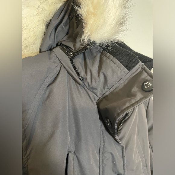 HFX Halifax Traders Gray Parka Puffer Coat with Faux Fur Removable Hood Size S - Picture 10 of 14